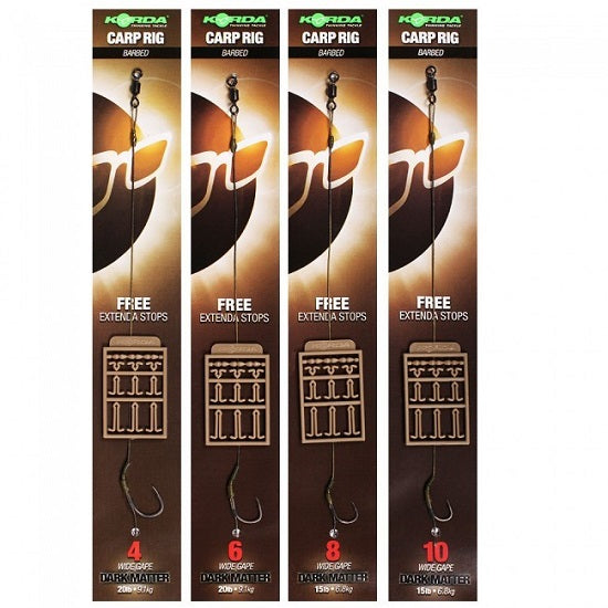 Montura KORDA Carp Rig Dark Matter Wide Gape + Free Extenda Stops, 1buc/blister Nr.10/15lbs