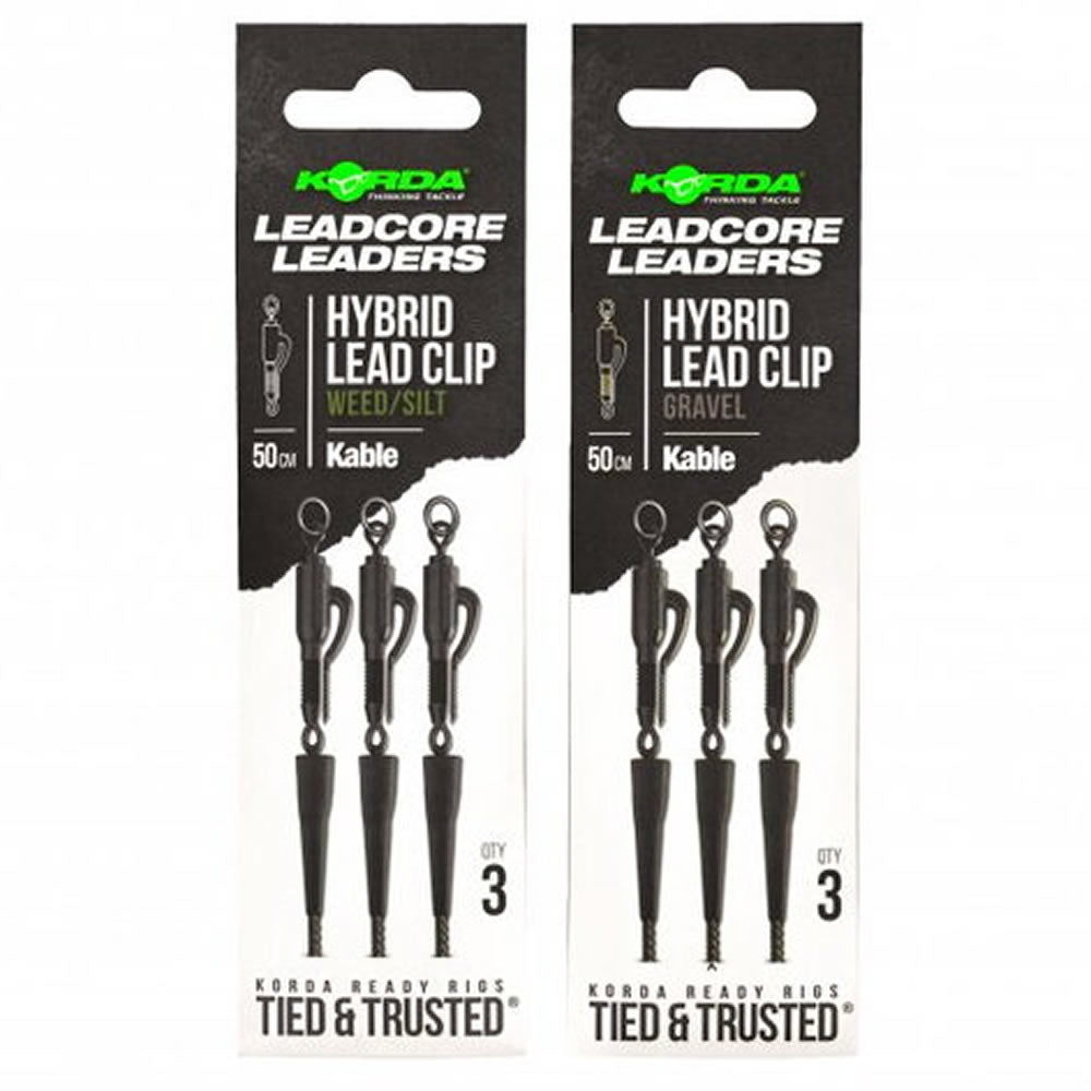 Montura Korda Kable Hybrid Leas Clip, Weed, 50cm, 3buc/pac