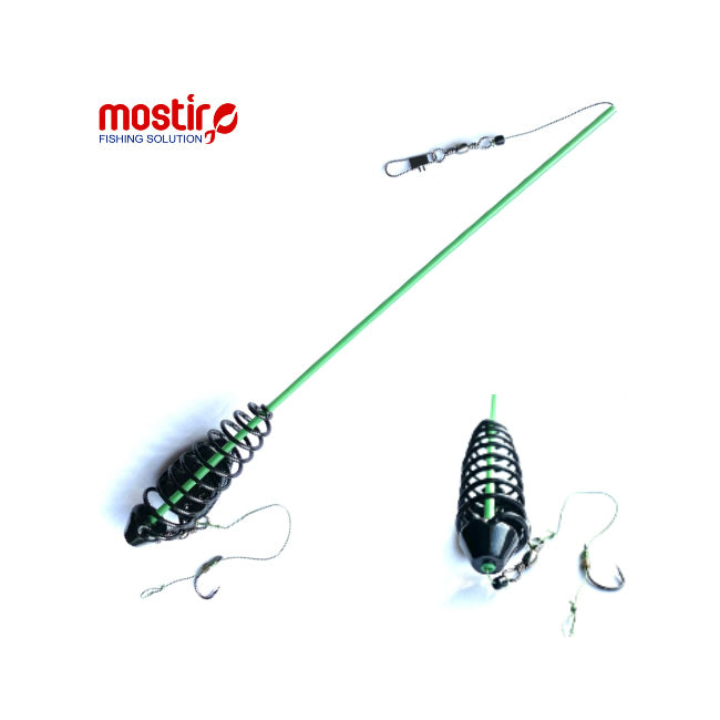 Montura Mostiro Arc Vopsit cu Tija, Plumb Lateral, Fir Textil si Fir de Par, 1 Carlig Nr.6
