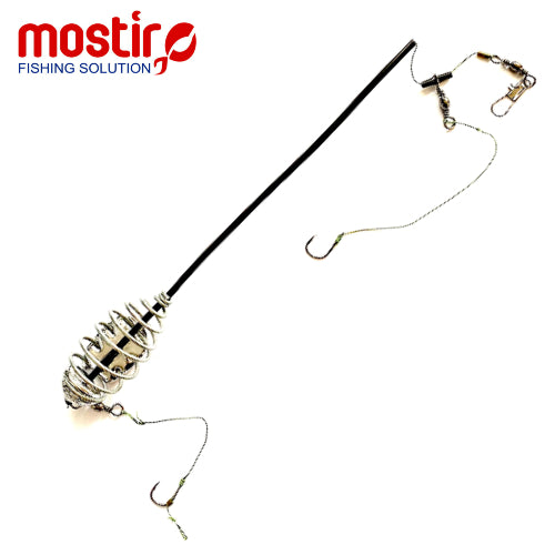 Montura Mostiro Arc cu Tija, Plumb Lateral, Fir Textil si Fir de Par, 2 Carlige