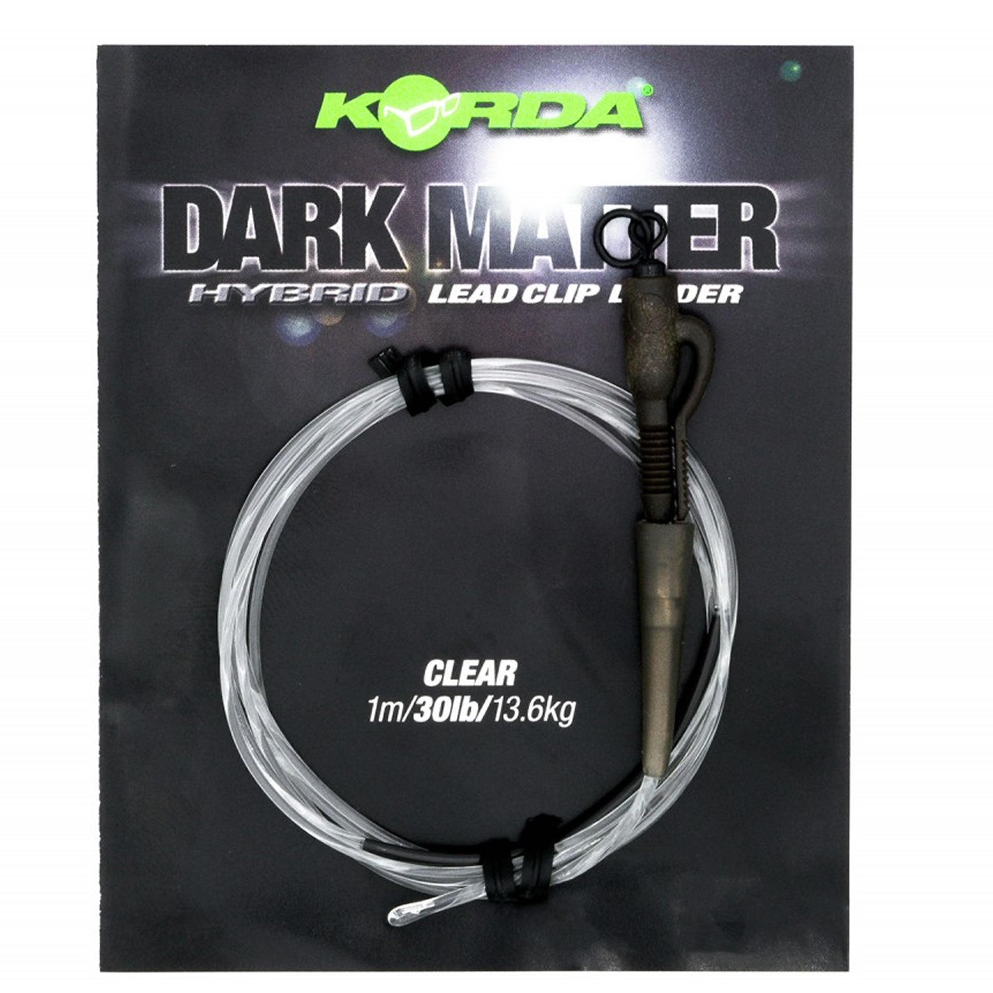 Montura Plumb Pierdut KORDA Dark Matter Leader Hybrid Clip, Clear, 40lbs, 1m
