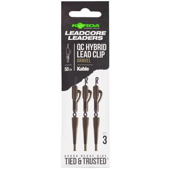 Montura Plumb Pierdut KORDA Kable QC Hybrid Lead Clip, Gravel, 50cm, 3buc/pac