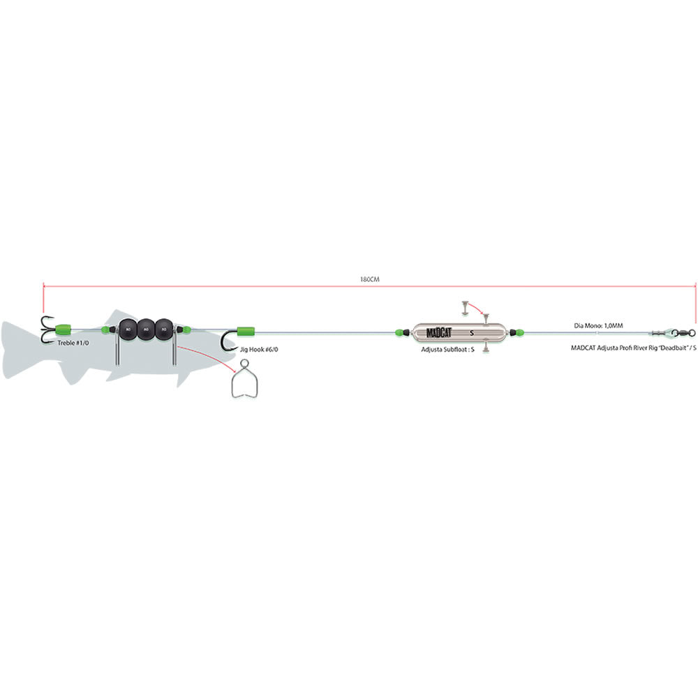 Montura Somn DAM Madcat Adjusta P River DeadBait 1.00mm, 3/0-10/0, 180cm, 60g