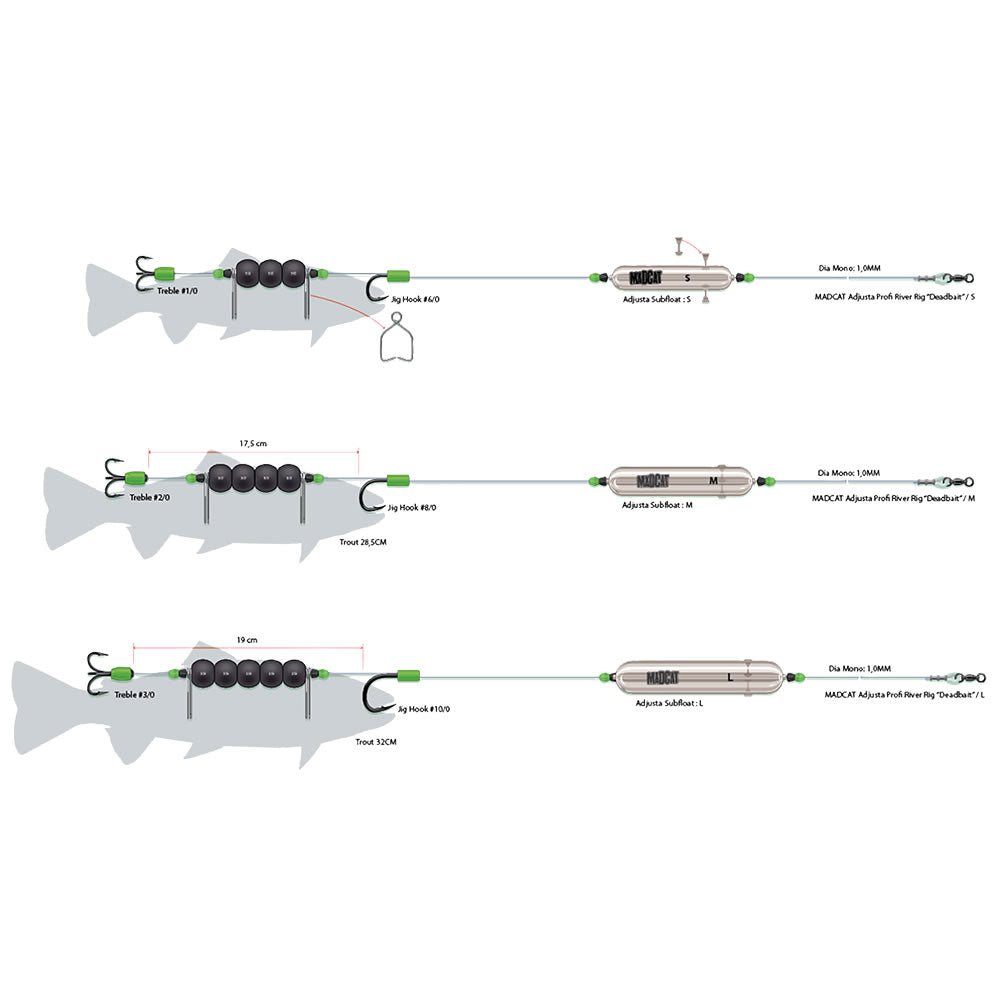 Montura Somn DAM Madcat Adjusta P River DeadBait 1.00mm, 3/0-10/0, 180cm, 60g