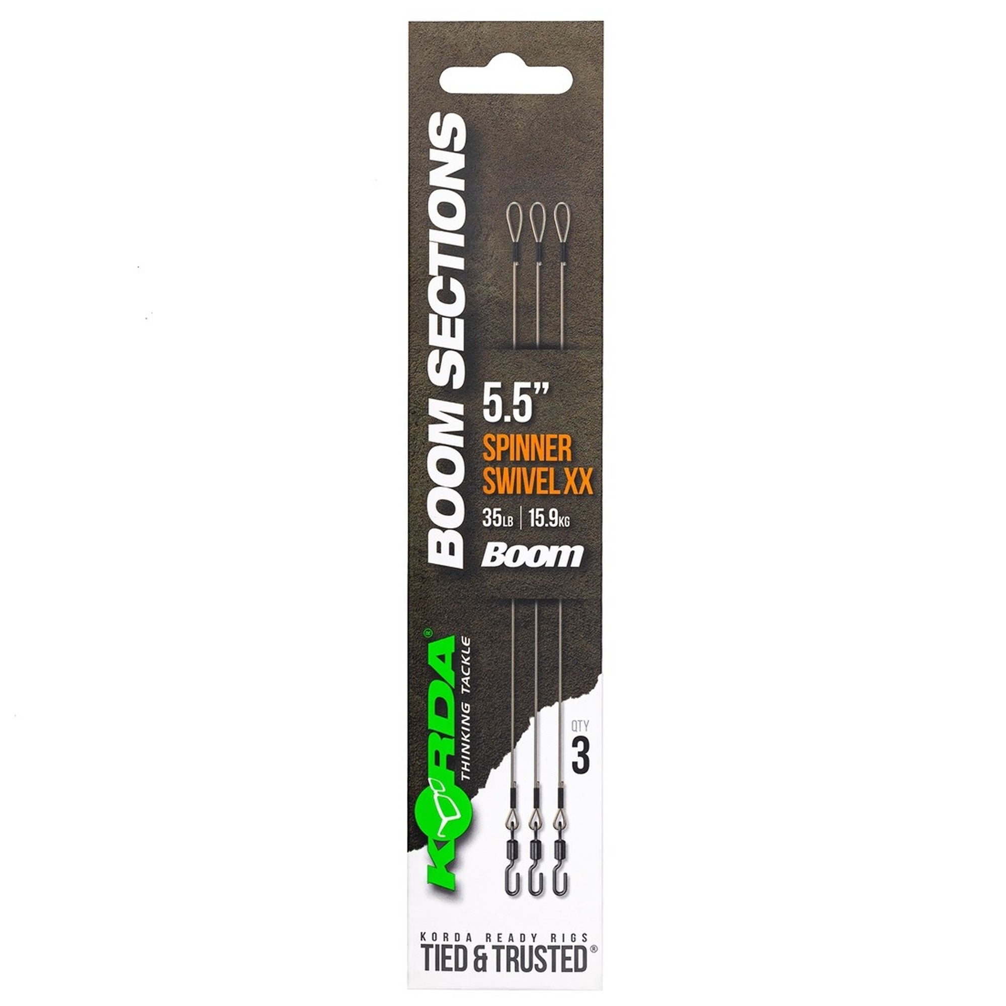 Montura cu Vartej KORDA Booms Spinner Swivel, 7.5inch/19cm, 35lb, 3buc/pac