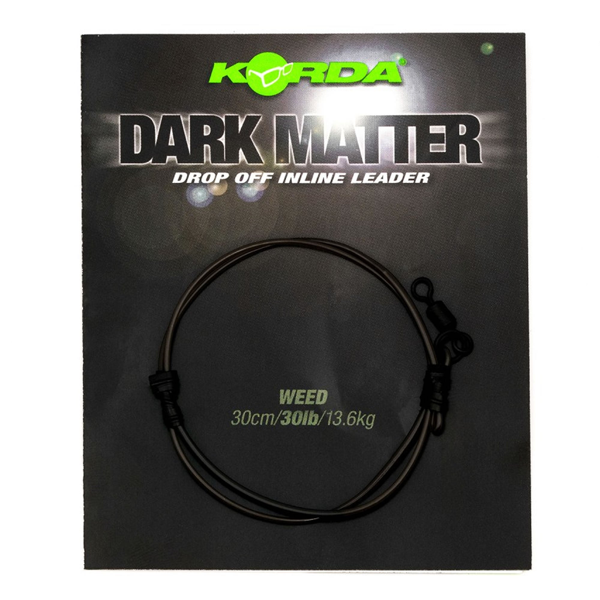 Montura cu Vartej KORDA Dark Matter Leader Drop Off Inline, Weed, 30lbs, 30cm