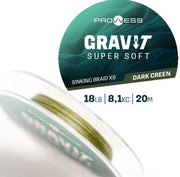 Multifilament PROWESS Gravi-T X8 Super Soft Sinking Braid, Green, 25lbs-11.30kg, 20m