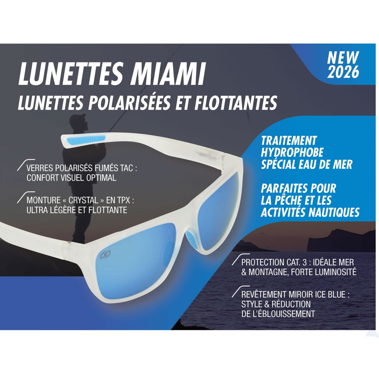 Ochelari Polarizati Flotanti SUNSET Baya Matt Blue - Ice Blue