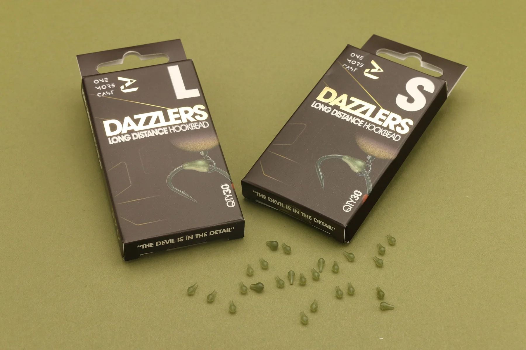 Opritoare Carlig ONE MORE CAST Tackle Dazzlers Long Distance HookBead Green, Large, 30buc/pac