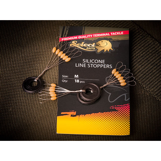 Opritoare Select Baits Silicone Line Stoppers, Small, 18buc/pac