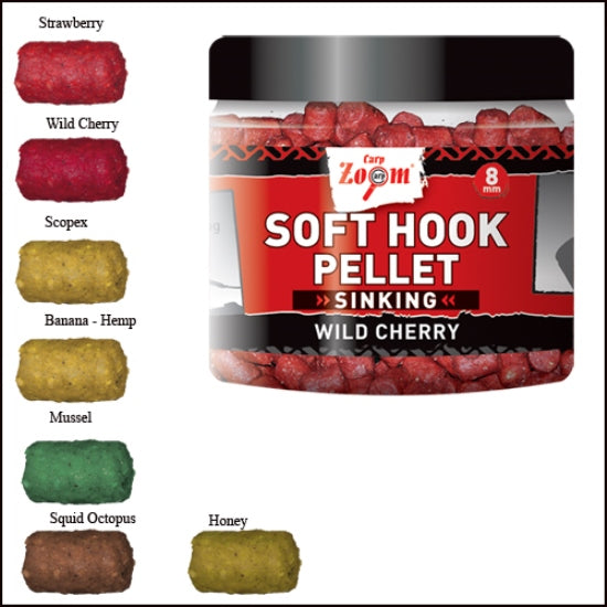 PELETE CARP ZOOM SOFT HOOK SINKING 8MM WILD CHERY