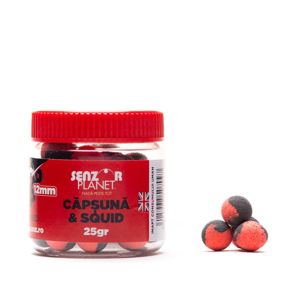 POP-UP SENZOR CAPSUNA AND SQUID NEGRU-ROSU 12mm 25g