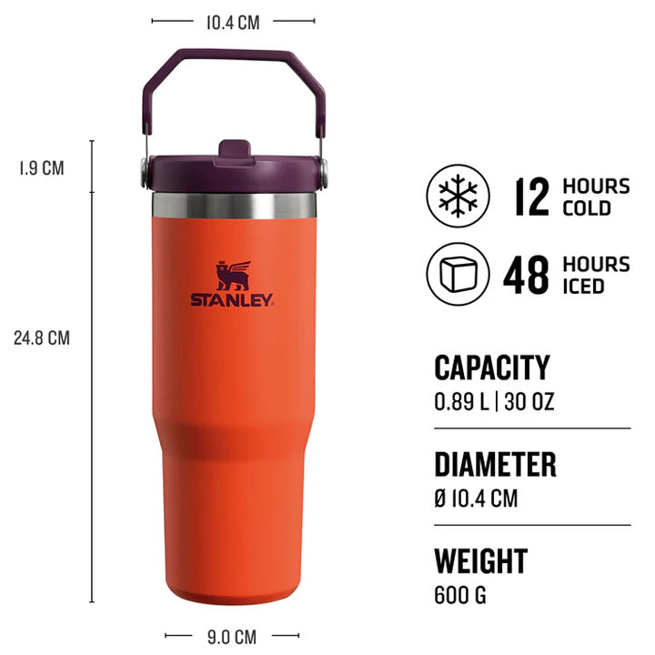 Pahar Termoizolant cu Pai Rabatabil STANLEY Classic IceFlow Flip Straw Tumbler 0.89L / 30oz, Tigerlily Plum