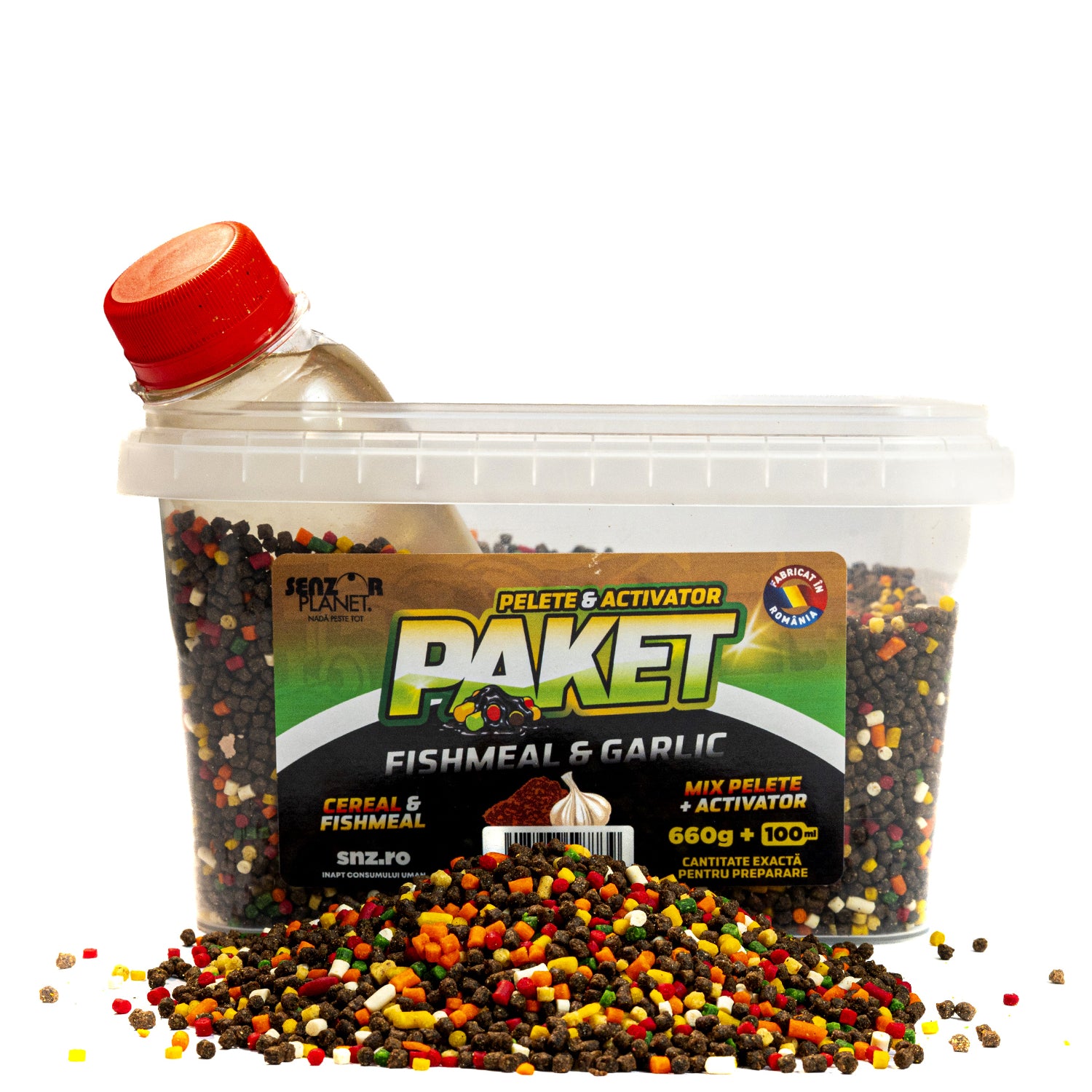 Paket Mix SENZOR Pelete Feeder 2mm, 660g + Activator Fishmeal &amp; Garlic 100ml