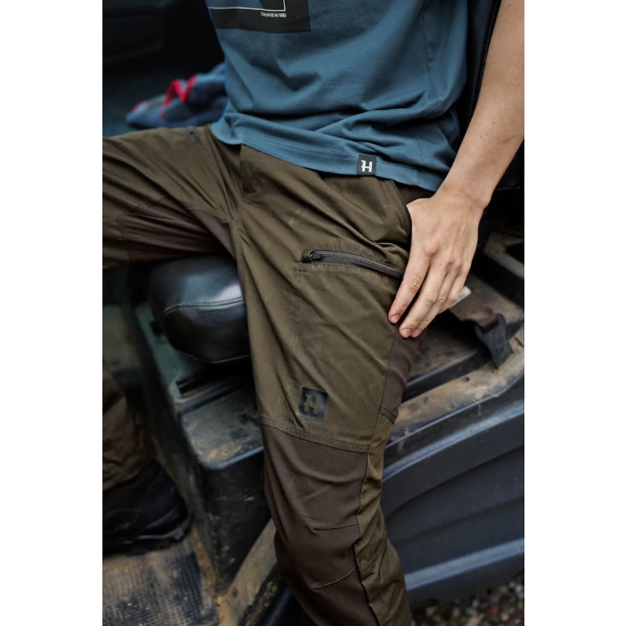 Pantaloni HARKILA Fjell Willow Green / Shadow Brown, Marime 56/32