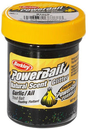 Pasta BERKLEY PowerBait Natural Glitter Trout Dough, Garlic, Black Glitter, 50g