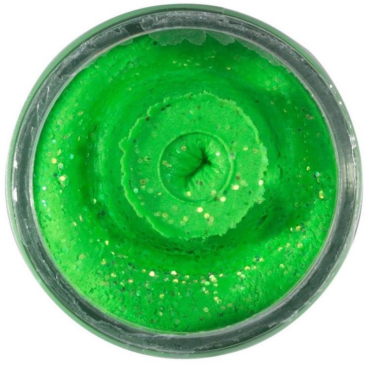 Pasta BERKLEY PowerBait Natural Glitter Trout Dough, Garlic, Green Glitter, 50g