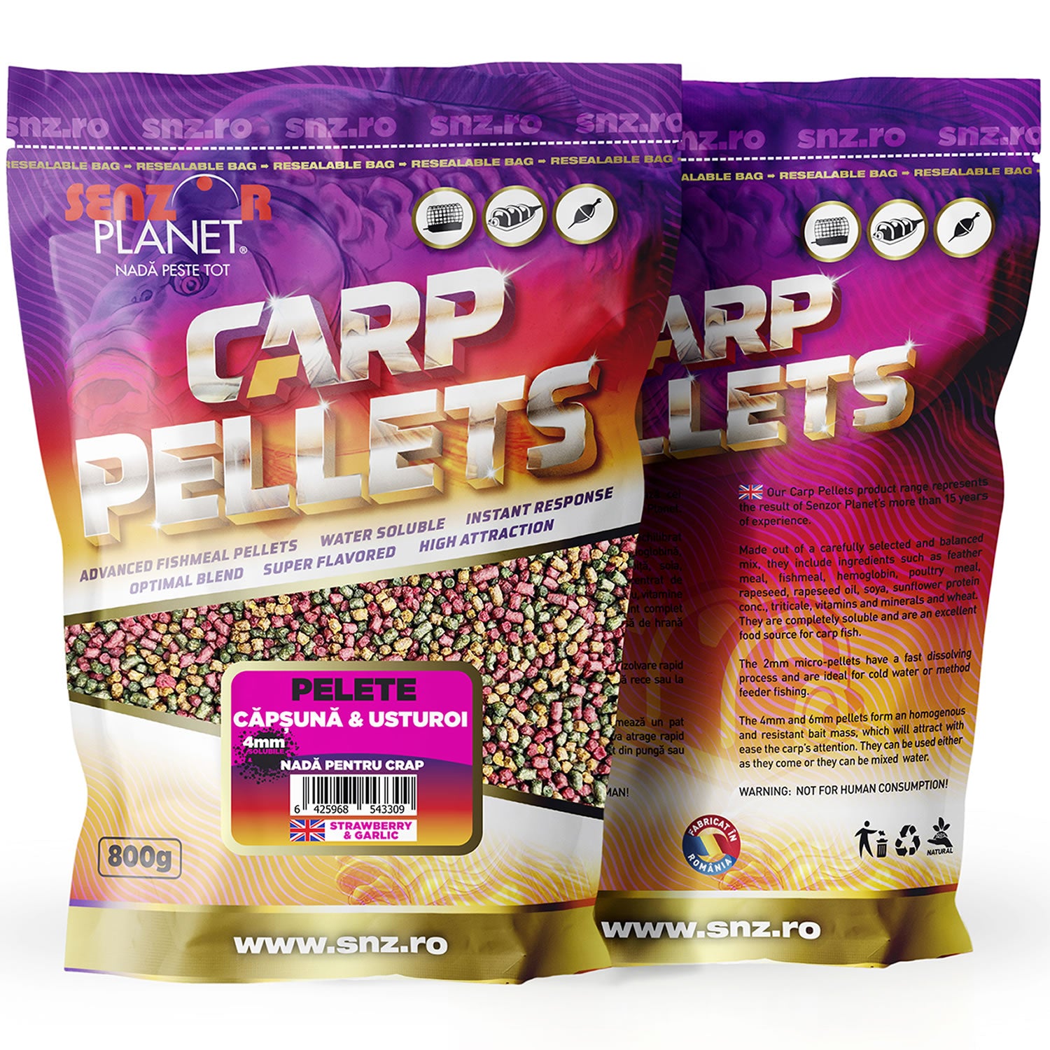Pelete Crap Senzor Planet, Capsuna &amp; Usturoi, 4mm, 800g