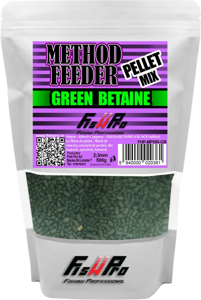 Pelete FISH PRO Method Feeder 2mm, Green Betain, 500g