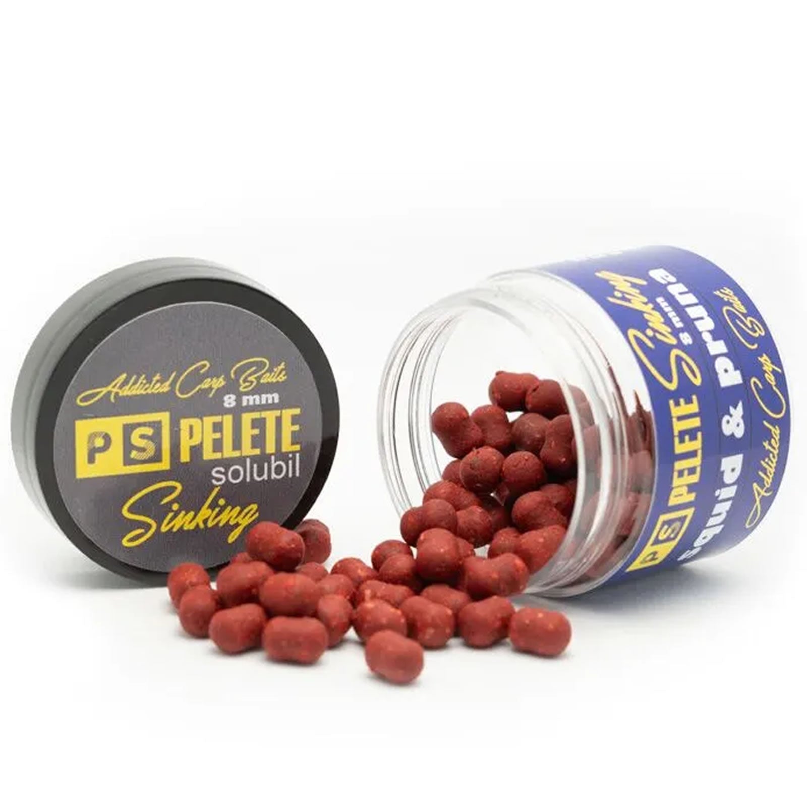 Pelete Solubile Addicted Carp Baits Sinking Dumbell, Squid &amp; Pruna, 8mm 