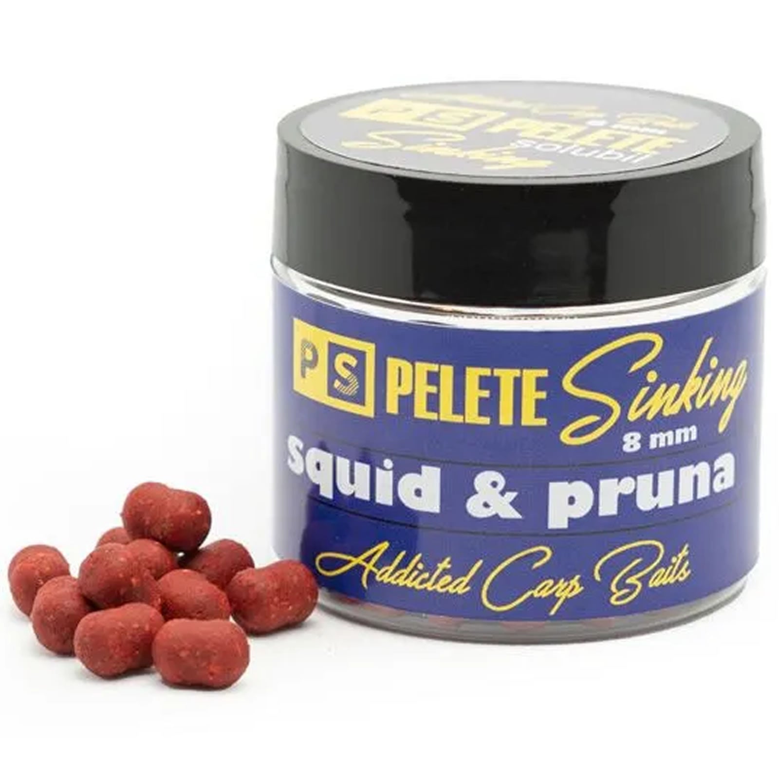 Pelete Solubile Addicted Carp Baits Sinking Dumbell, Squid &amp; Pruna, 8mm 