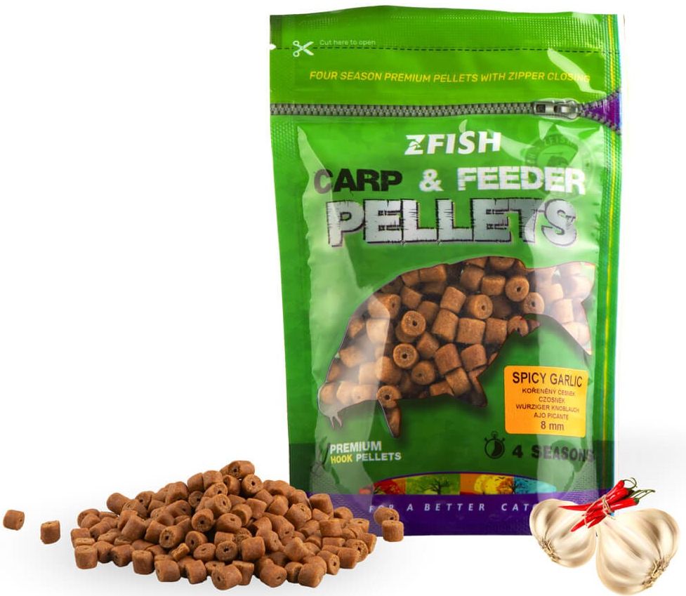 Pelete Zfish Carp &amp; Feeder Hook Pellets, Spicy Garlic, 8mm, 200g