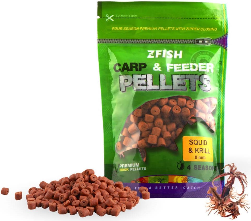 Pelete Zfish Carp &amp; Feeder Hook Pellets, Squid Krill, 8mm, 200g