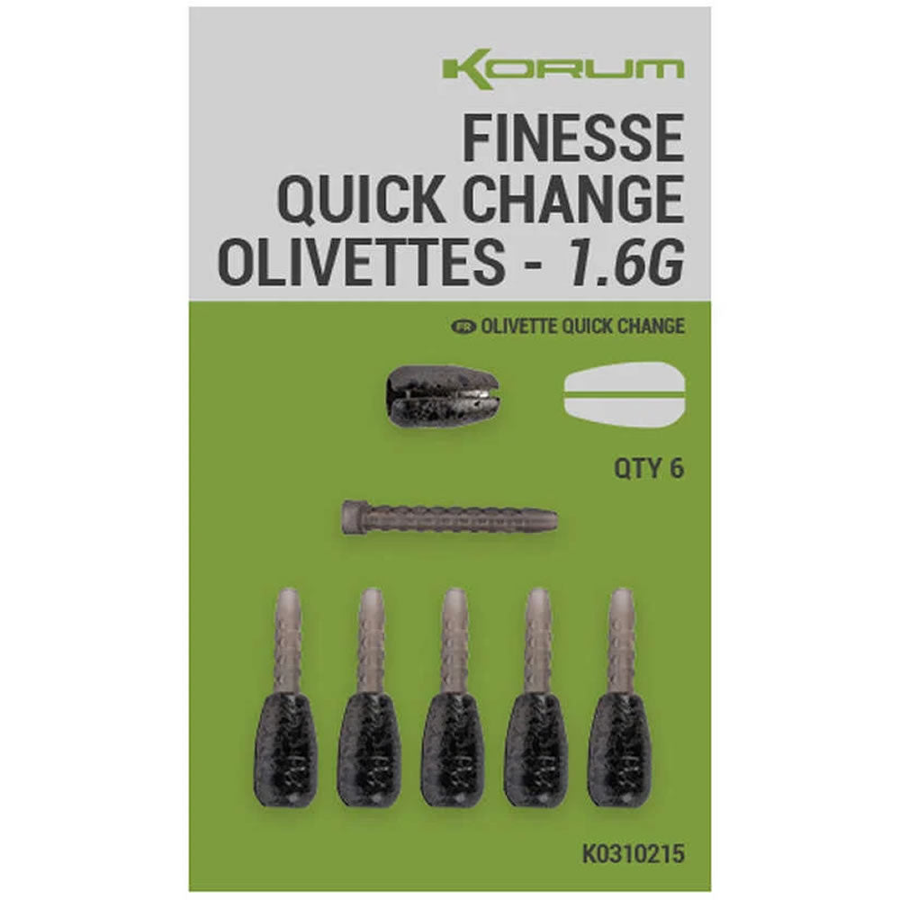 Plumbi cu Schimbare Rapida Korum Finesse Quick Change Olivettes 6buc/pac