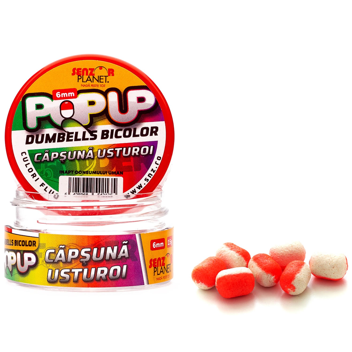 Pop Up Dumbells Bicolor Senzor Planet, Capsuna &amp; Usturoi, 6mm, 15g