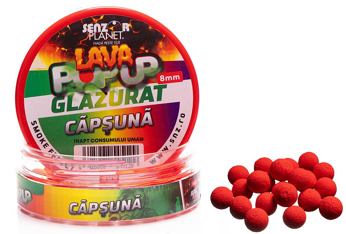 Pop Up SENZOR Lava Glazurat, Capsuna, 8mm, 30g