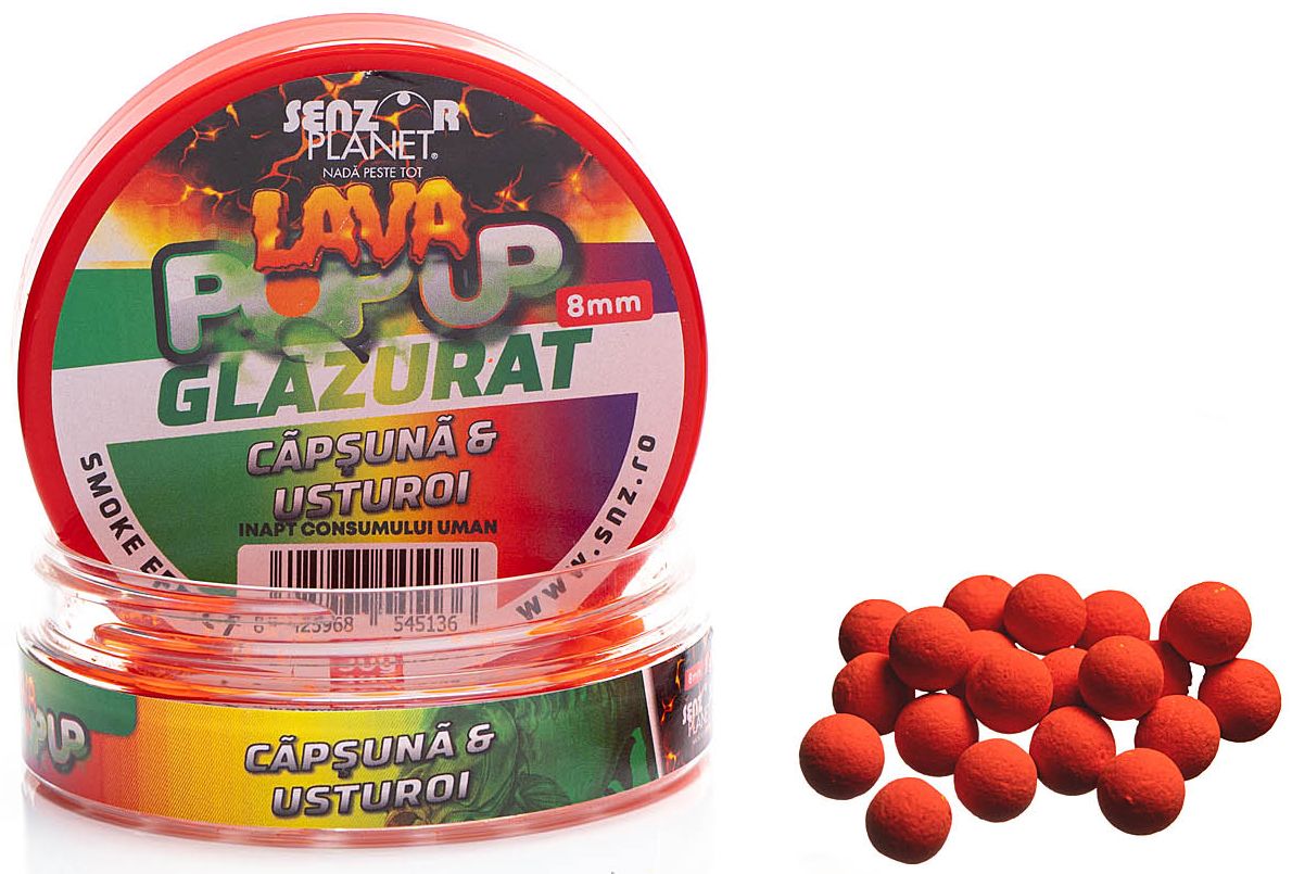 Pop Up SENZOR Lava Glazurat, Capsuna Usturoi, 8mm, 30g