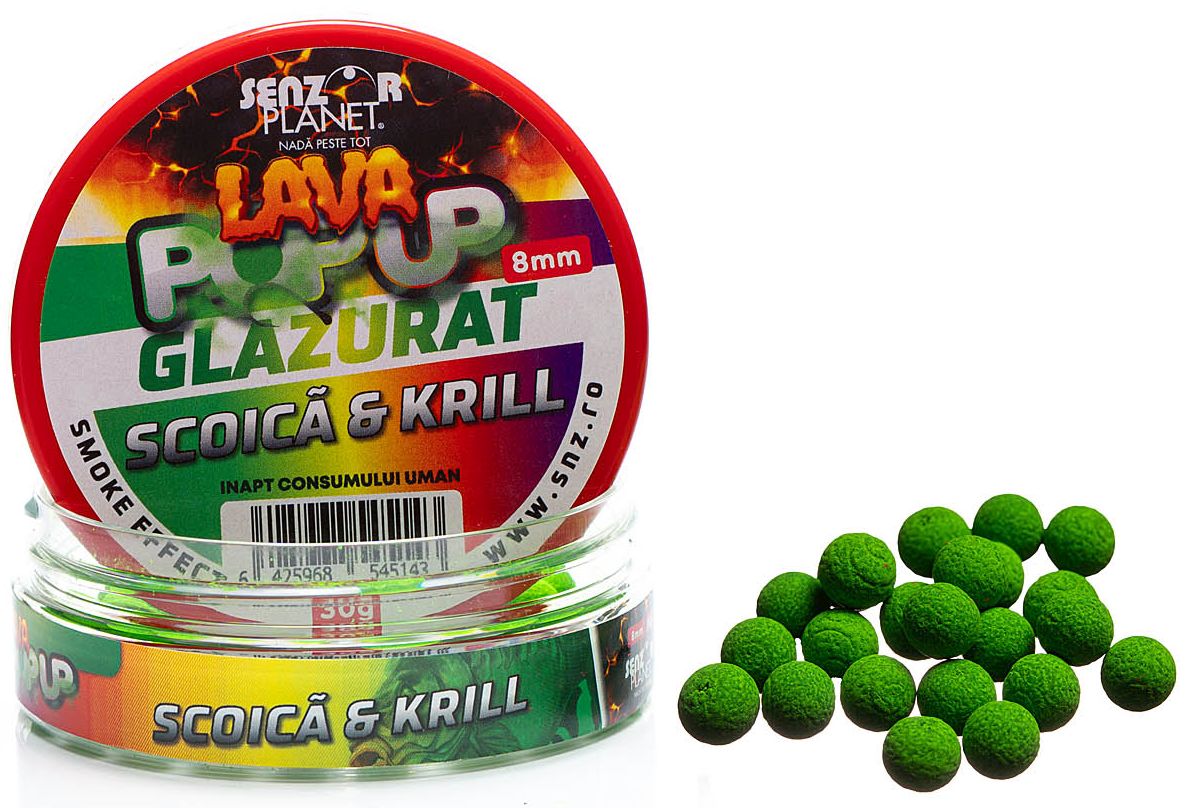 Pop Up SENZOR Lava Glazurat, Scoica Krill, 8mm, 30g