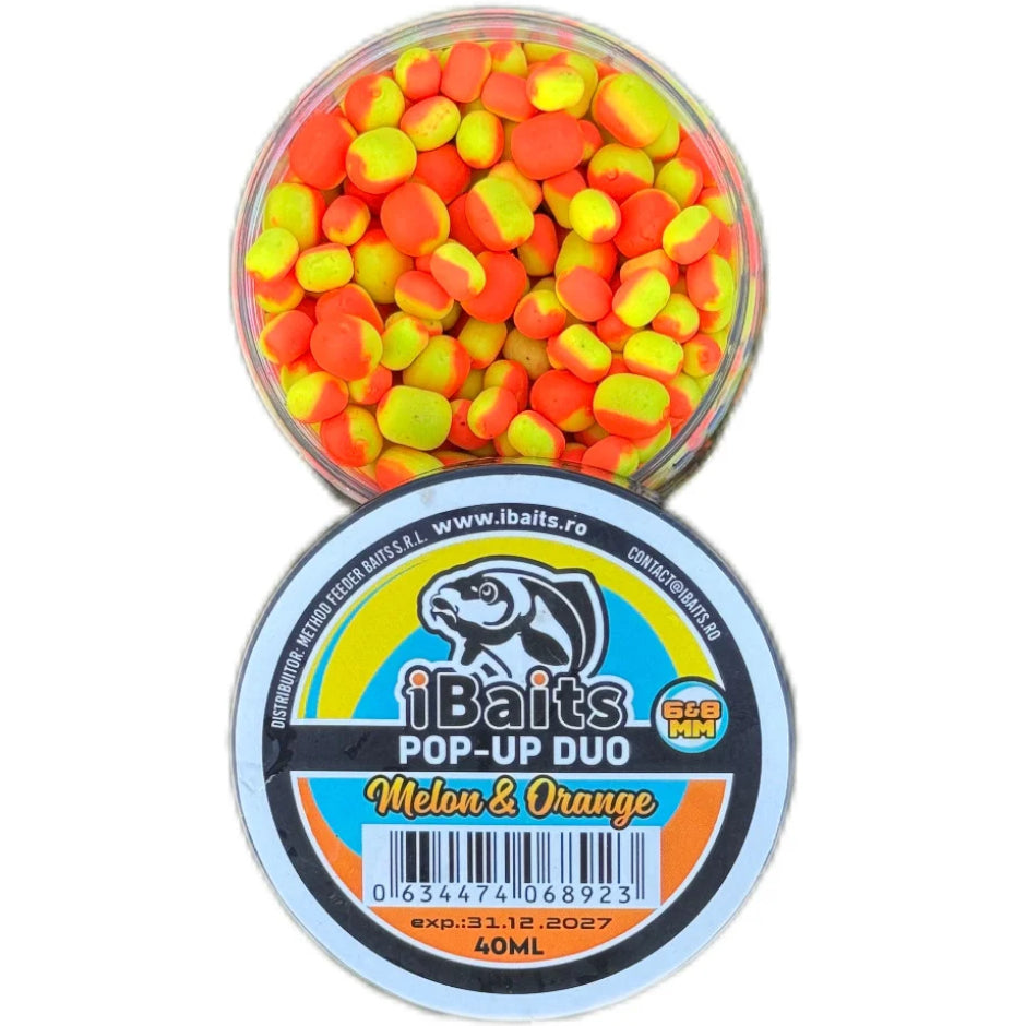 Pop-up IBAITS Duo, Melon &amp; Orange, 8x10mm si 6x8mm, 40ml