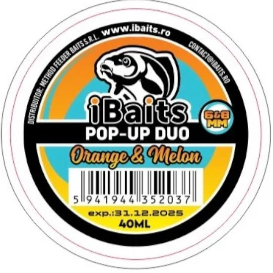 Pop-up IBAITS Duo, Melon &amp; Orange, 8x10mm si 6x8mm, 40ml