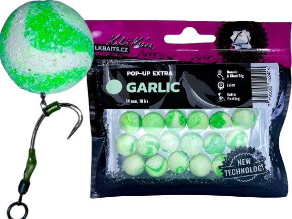 Pop-up LK BAITS Extra Usturoi, Alb-Verde, 14mm, 18buc/pac
