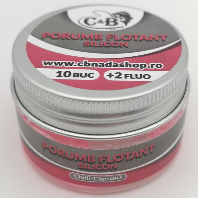 Porumb Flotant Silicon C&amp;B, Chilli-Capsuna, 10 buc/cutie + 2 Fluo