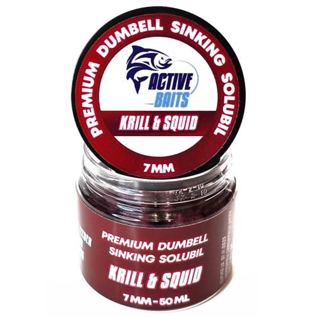 Premium Active Baits Dumbell, Sinking, Solubil, Krill &amp; Squid 7mm 50ml