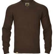 Pulover HARKILA Vincent Merino V-Neck Pullover, Demitasse Brown