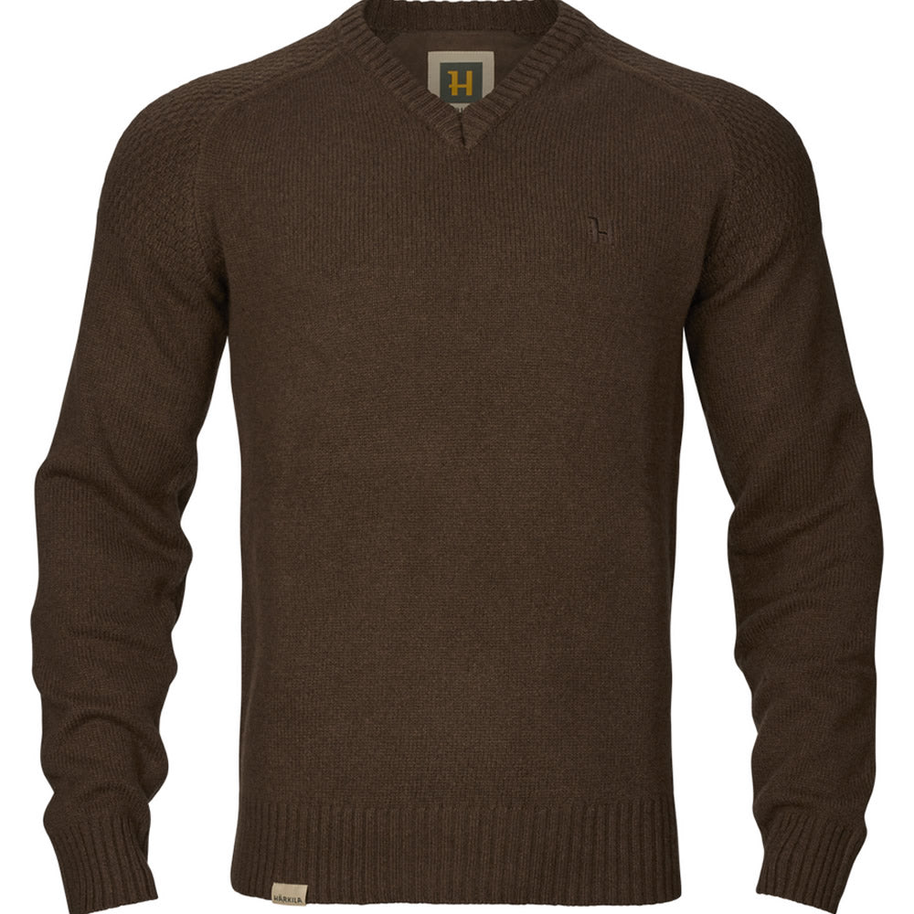 Pulover HARKILA Vincent Merino V-Neck Pullover, Demitasse Brown