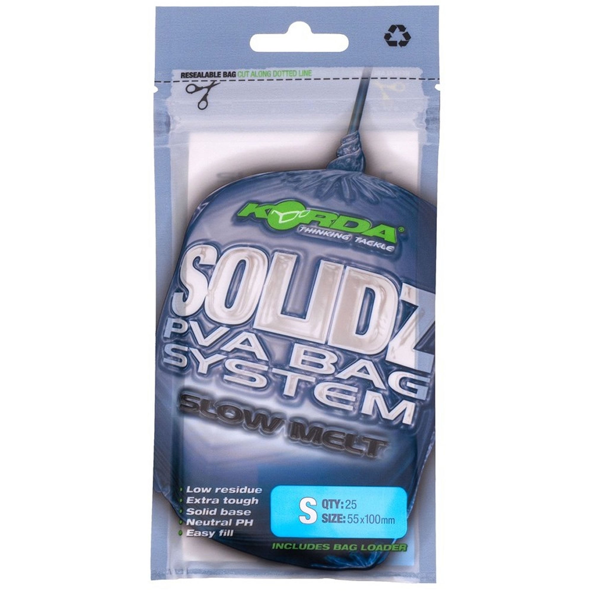 Pungi PVA KORDA Solidz Slow Melt, S, 55x100mm, 25buc/pac