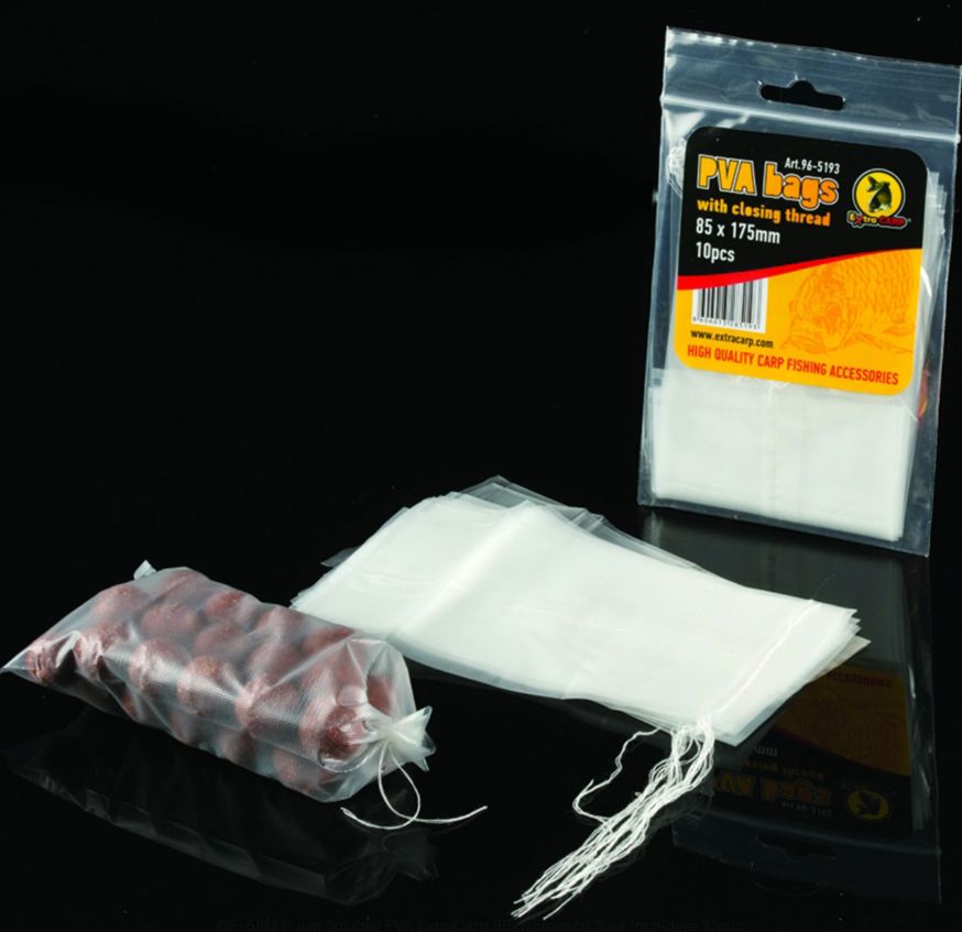 Pungi Solubile PVA Extra Carp Cu Snur Inchidere, 85x175mm, 10buc/plic