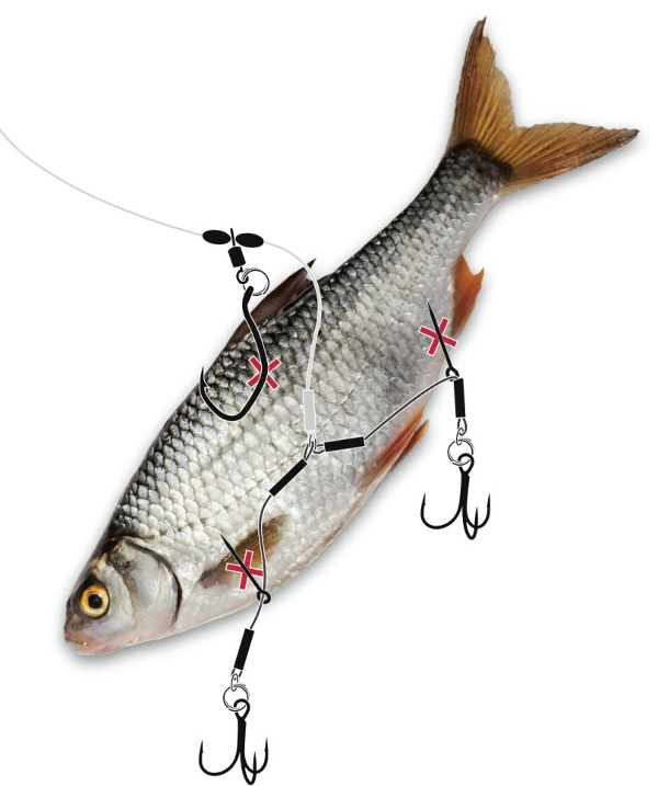 QUANTUM MR. PIKE GHOST TRACES BAIT-RELEASE-RIG WHITE Carlig nr 50CM 1PCS