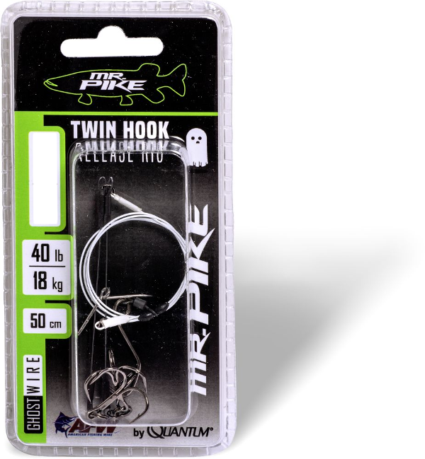QUANTUM MR. PIKE GHOST TRACES BAIT-RELEASE-RIG WHITE Carlig nr 50CM 1PCS