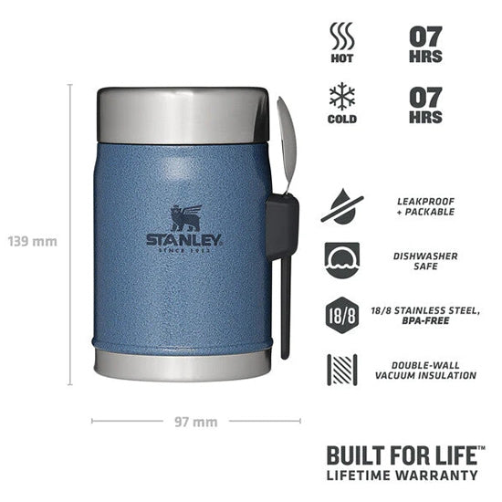Recipient Termoizolant STANLEY The Legendary Food Jar + Spork 0.4L / 14oz, Hammertone Lake