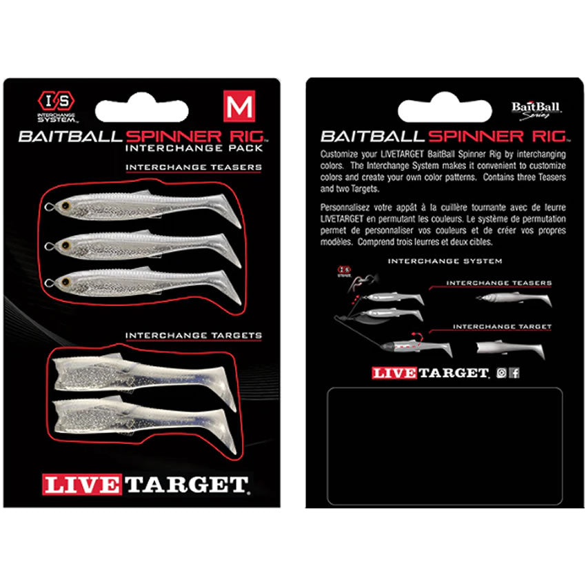 Rezerva Spinnerbait Live Target Baitball Spinner Rig, Large, Pearl White / Silver, 5buc/pac