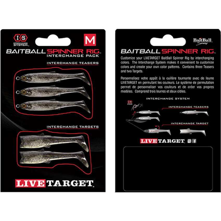 Rezerva Spinnerbait Live Target Baitball Spinner Rig, Large, Purple Smoke / Silver, 5buc/pac