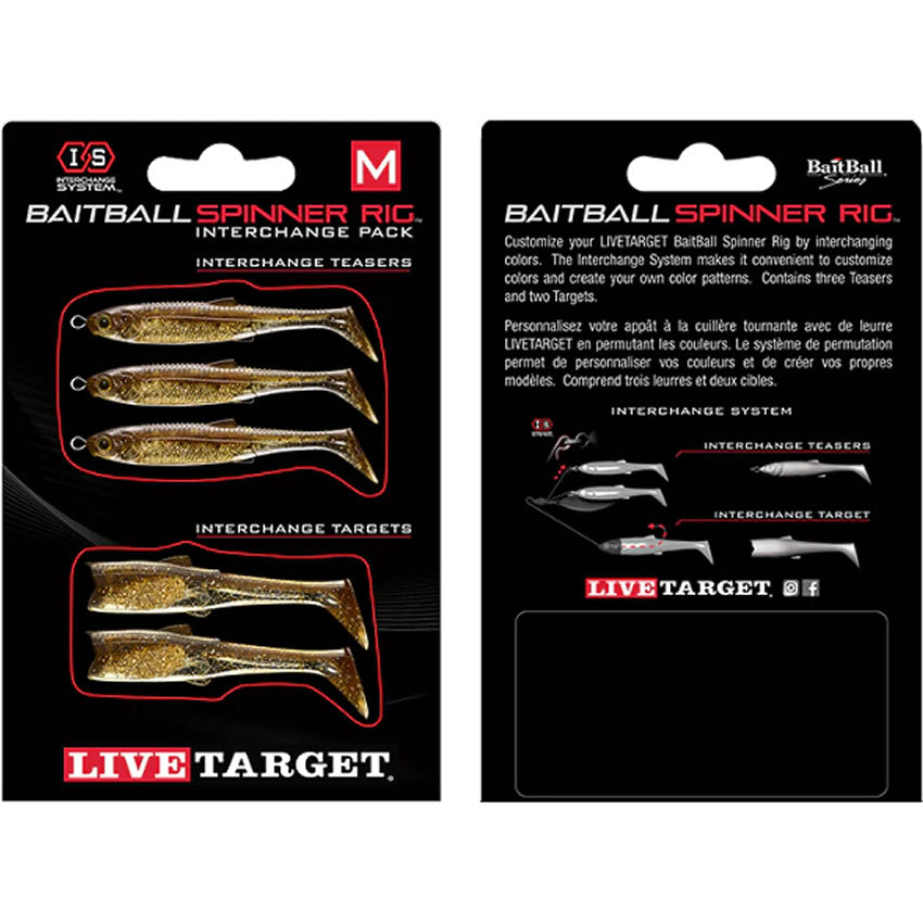Rezerva Spinnerbait Live Target Baitball Spinner Rig, Medium, Dark Amber / Gold, 5buc/pac