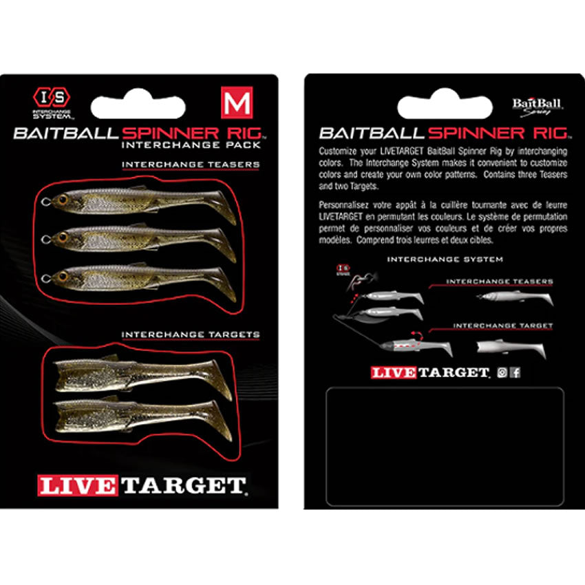 Rezerva Spinnerbait Live Target Baitball Spinner Rig, Medium, Green Pumpkin / Silver, 5buc/pac