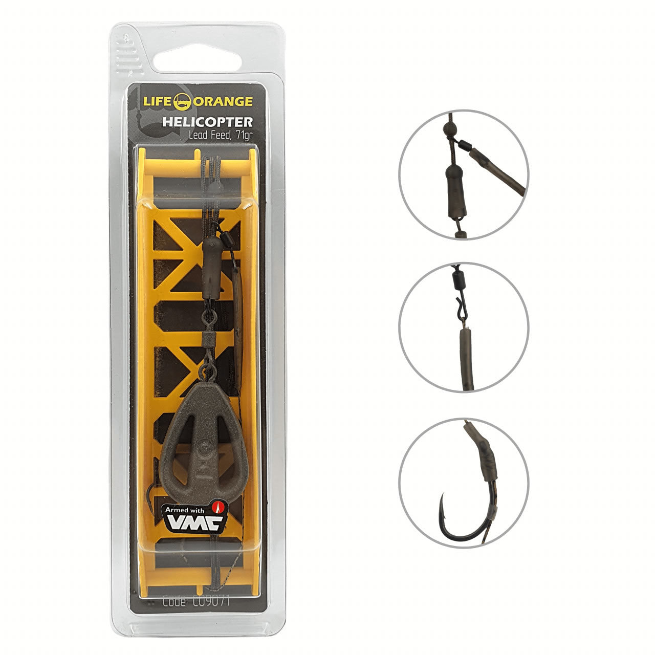 Rig Crap Orange Lead Clip Lead Feed 71g, VMC No.4, Leadcore 70cm, 45lb