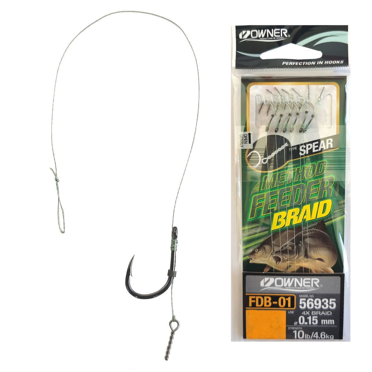Rig Feeder Owner 56935 No.8 0.15 FDB-01 Spear Braided, 6buc/pac